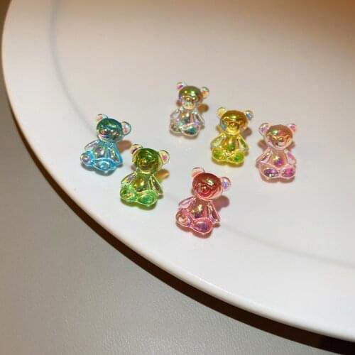 Origin Summer Chic 6 Pieces Set Candy Colour Small Bears Stud Earrings for Women Colourrful Resin Earrings Fantisy Accessories
