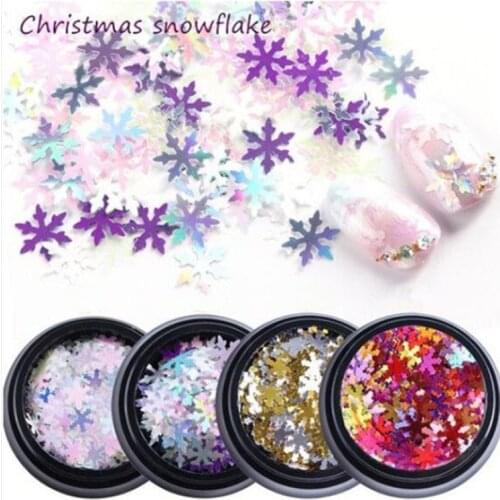 Winter Ultrathin Big Snowflake Shape Nail Art Sequins Holographic Laser 3D Decoration Accessories for Christmas Manicure Design