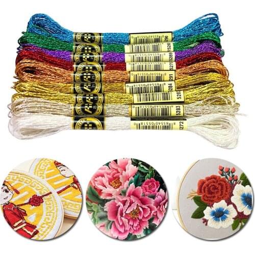 1pc Metal Embroidery Line DIY Hand Cross Embroidery Metal Multicolor Wiring Gold Silk Embroidery Line 8m 12 Strands