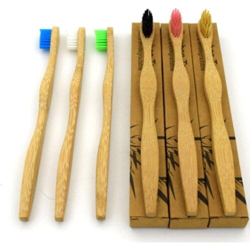 1134 free shipping Colorful Head Bamboo Toothbrush Wholesale Environment Wooden Rainbow Bamboo Toothbrush Oral Care Soft Bristle