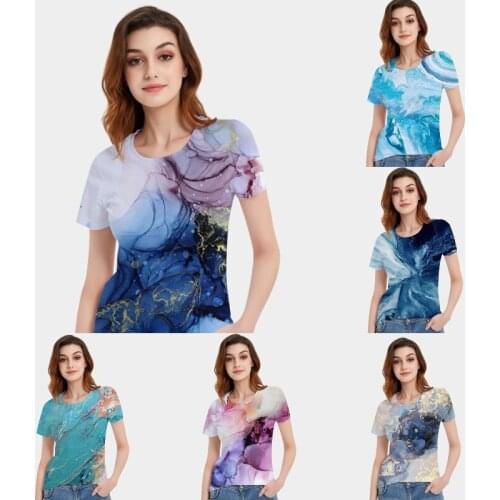 2021 Summer Clothes Women Street Style Casual Tops Lady Fashion Vintage 3D Printing T Shirt Short Sleeve Harajuku Tees Tshirt