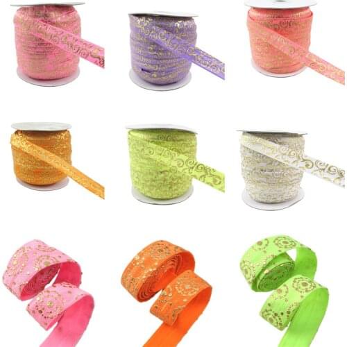 5Yards/lot 5/8"16mm Gold Foil Elastic Ribbon Stripe FOE Fold Over Elastics Spandex Sewing Trim DIY Garment Home Craft,5Yc18954