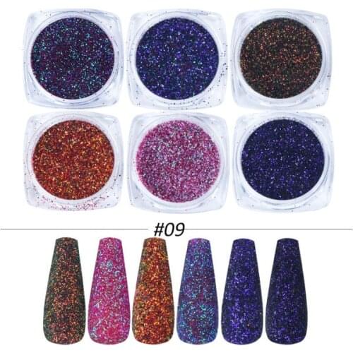 6pcs Nail Glitter Rose Gold Colors Sandy Powder Shiny Luxury Sparkles Nail Art Sequins Pigment Flakes Dust 3D Decorations