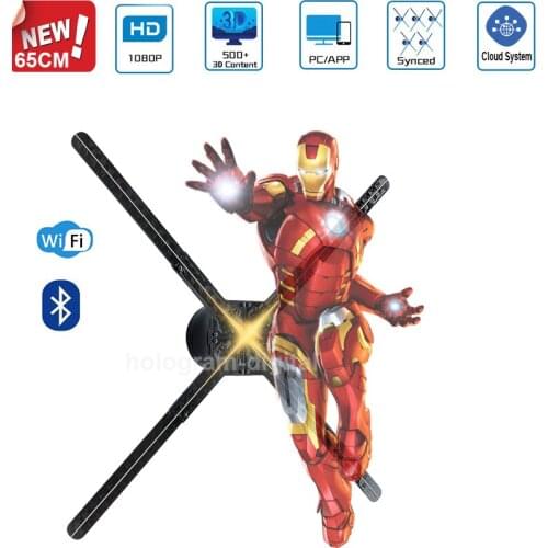 One click 3d neked eyes Ads M6 2020 new high clear image Wifi 3D Hologram projector Advertising Display LED Holographic fan