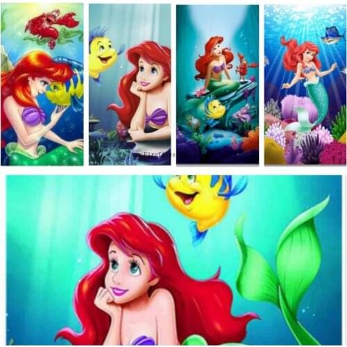 Disney Ariel The Little Mermaid 5D Diamond Painting Lightning Cross Stitch Kits Full Square/Round Diamond Mosaic Home Decor Gift