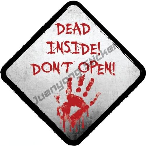 Car Stickers UMBRELLA DEAD INSIDE DON'T OPEN Decoration Bumper Camper Truck Voiture Cours Vinyl Creative decals PVC13x13cm