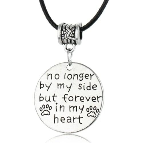 Bespmosp Charm Trendy Hand Stamped Dog Footprint Feet Pendant Necklace Leather Chain Statement Jewelry Family Party Friends Gift