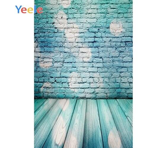 Grunge Blue Graffiti Brick Wall Wooden Floor Baby Portrait Photo Background Customized Photographic Backdrops For Photo Studio