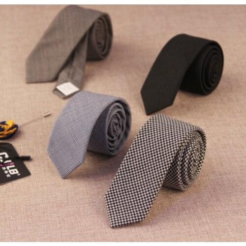 14color Luxury Wool Ties for Men 5cm New Fashion designer Slim Necktie Plaid Wedding business black Grey tie 10pcs/lot