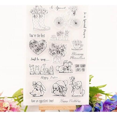 Hot selling rabbit transparent clear stamp / silicone seal roller stamp DIY scrapbook album / card production