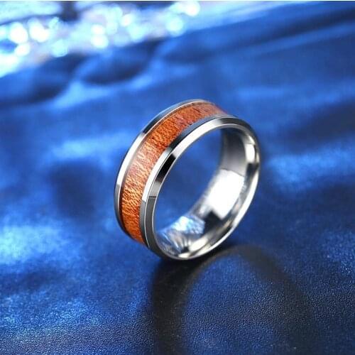 HPXmas Fashion Classic hot sell Titanium Wood stainless steel wedding Jewelry Rings for men male mood B78