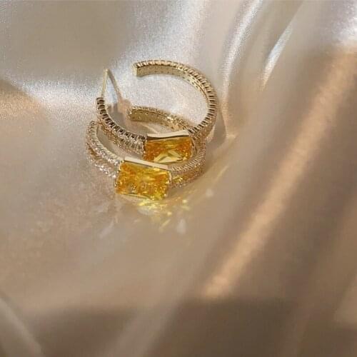 Exquisite Luxury Shining Zircon Inlaid Gold Plated Hoop Earrings For Women Vintage Fashion Crystal Geometric Earrings Jewelry