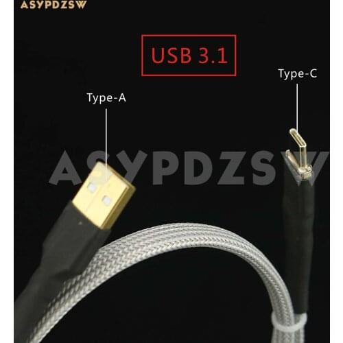 HIFI DIY 4N Sterling silver Male USB 3.1 Type-A to Type-C Data/charging cable 70cm/1.2M/2M
