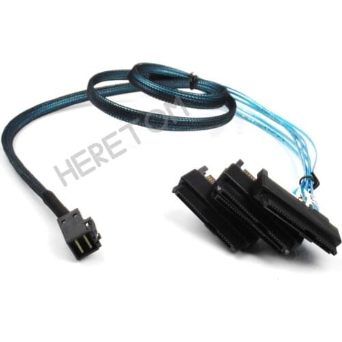 SAS SATA Cables SFF-8643 To 4 SFF-8482 Internal Mini SAS HD to 4 29pin SFF 8482 connector with SAS 15pin Power Port 12GB/S Cable