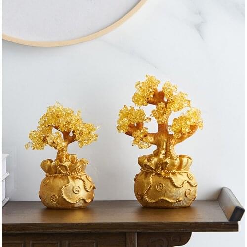 Nordic Creative Resin Ornament Garden Home Decoration Accessories for Living Room Boho Decor Golden Tree Ornaments for Home Gift