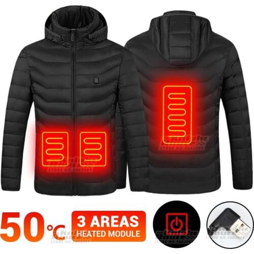 Electric Heated Jacket Men 3 Area Warm Thermal Clothes Motorcycle Jacket USB Heated Vest Moto Biker Coat Autumn Winter Men Women