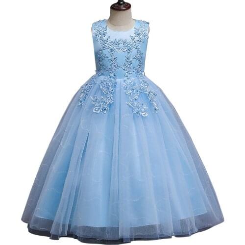 Summer Flower Girl Dress Teenage Baby Kids Dresses For Girls Mesh Sequin Sleeveless Childrens Long Wedding Skirt Princess