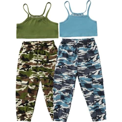 Little Toddler Baby Girl Summer Outfits Strap Sleeveless Vest Tank Tops Camouflage Pants Leggings Tracksuit Set