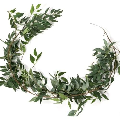 Fashionable And Modern Willow Decoration Simulation Wicker Green Leaves Cane Wedding Set Decoration Plant Rattan Leaves