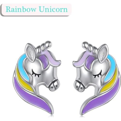 Fashion Personality Cartoon Unicorn Long Earrings Wild Fashion Lady Accessories Colorful Long-haired unicorn earrings Jewelry