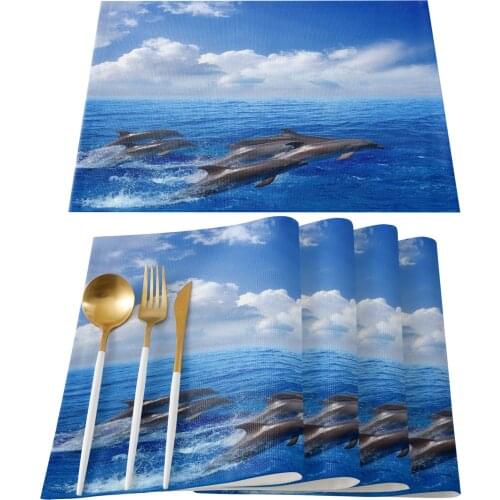Dolphin The Sea Blue Sky Table Mats for Dining Table Kitchen Table Coaster Accessories Modern Home Decor car coaster