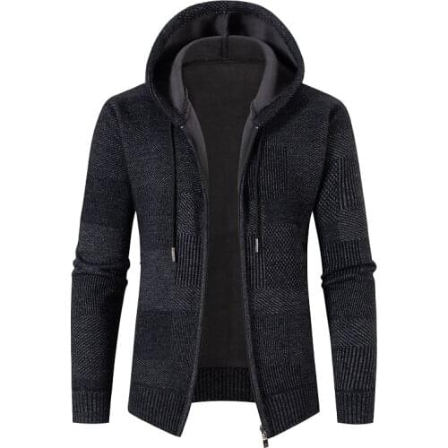 New Mens Sweaters Cardigans Winter Warm Hooded Sweatearcoat Men Causal Knitwear Sweatear Jackets Coats Men Knitted Cardigans