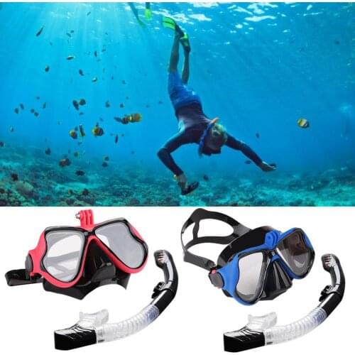 Unisex Adult Free Diving Goggles Snorkeling Set Anti-fog Diving Mask With Camera Snorkel Glasses Swimming Deep Diving Equipment