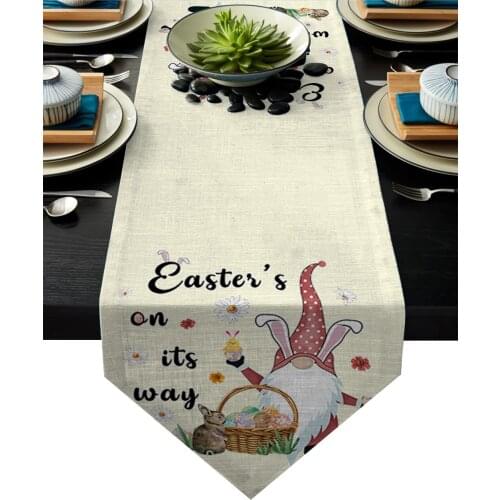 Easter DayS Egg Gnome Rabbit Cream Color Table Runner Household Hotel Wedding Dinner Party Table Decoration
