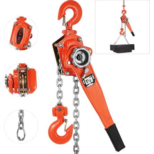 Chain Lever Block Hoist Come Along Ratchet Lift 1.5 Ton 3000lb Capacity Work