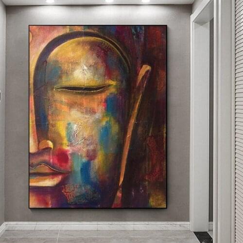 Half Face Buddha Canvas Painting Colourful Abstract Posters and Prints Cuadros Wall Art Pictures for Living Room Home Decoration