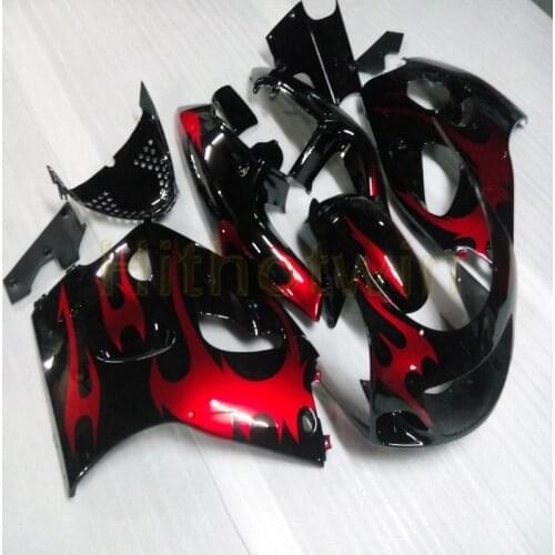 Custom motorcycle body kit for GSXR600/750 1996 1997 1998 1999 2000 GSX-R600 GSX-R750 ABS Fairings+Screws+red flames