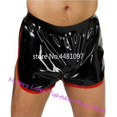 Sexy Latex Rubber Men Box Panties Unique Sheath Shorts Underwear Club Wear sex panties without Zipper