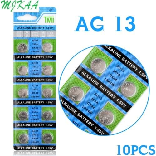 10Pcs/pack AG13 LR44 357A S76E G13 Button Coin Cell Battery Batteries 1.55V Alkaline 22