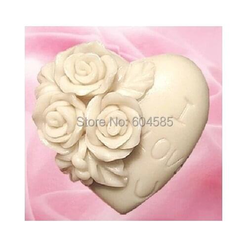 Rose Decoration Heart Silicone Soap mold Craft Molds DIY Mould