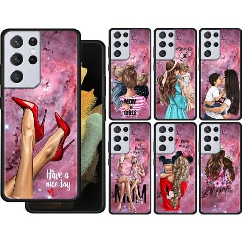 Case For Samsung Galaxy S21 S20 UltrA S21 S20 FE S10 S9 S8 Plus S7 Edge S10Lite S10e Cover Silicone Girl Baby Super Mom Woman
