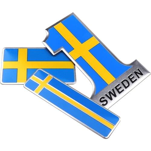 Car Styling 3D Aluminum Sweden National Flag Sticker Emblem Badge Cars Body Window Door Motorcycle Decal Decoration