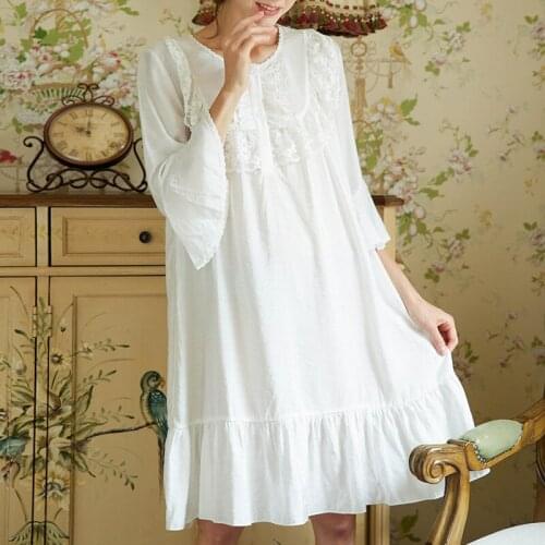 Women Elegant Palace Style Autumn New Nightdress Long Sleeve Daily Nightclothes Home Dress Casual Leisure Nightgowns Negligee