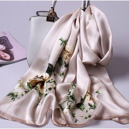 100% Pure Silk Scarf Ladies 2021 New Hangzhou Real Silk Wraps for Women Print Shawls Vintage Scarves Silk Natural Foulard Femme