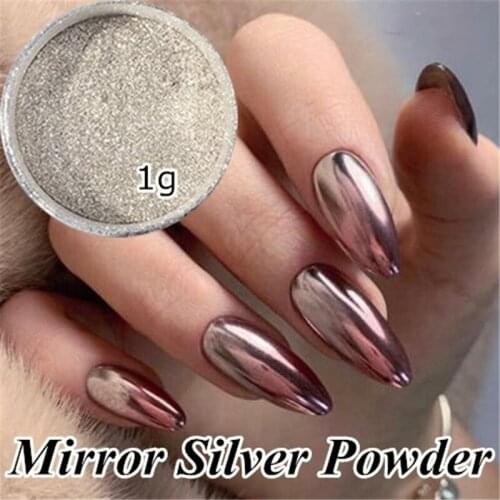 1 Box 1g Nail Mirror Glitter Powder Metallic Color Nail Art UV Gel Polishing Chrome Flakes Pigment Dust Decorations Manicure