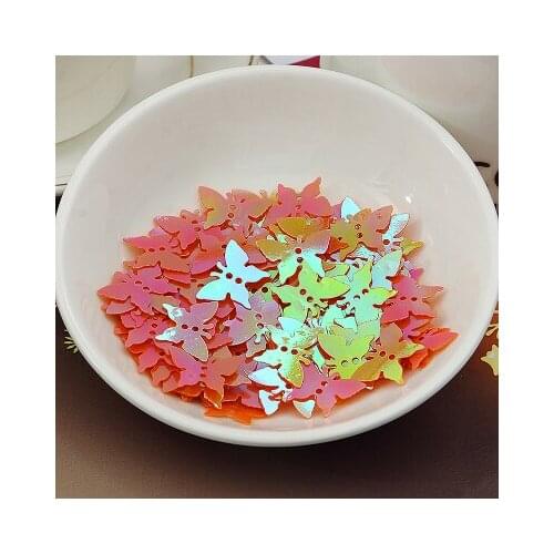 1000pcs Loose Butterfly Sequins 12*17mm PVC Sequin Flat Paillette Decoration With 2 Holes Orange AB Confetti
