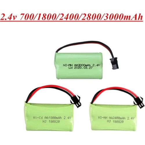 2.4v 700mah 1800mAh 2400mAh 2800mAh 3000mAh NiMH NiCD Battery For Rc toys Car Tanks Trains Robot Boat Gun Spare Parts