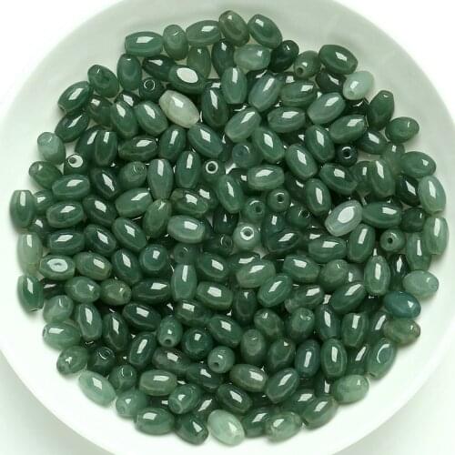 20PCS Fine Natural Oil-Green Jade Jadeite Bead DIY Oval Loose Bead Pendant Size: 6x7mm