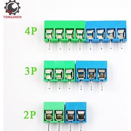20Pcs KF301-5.0-2P KF301-3P KF301-4P 5mm Pitch Straight Pin 2P 3P 4P PCB Mount Screw Terminal Block Connector Blue green