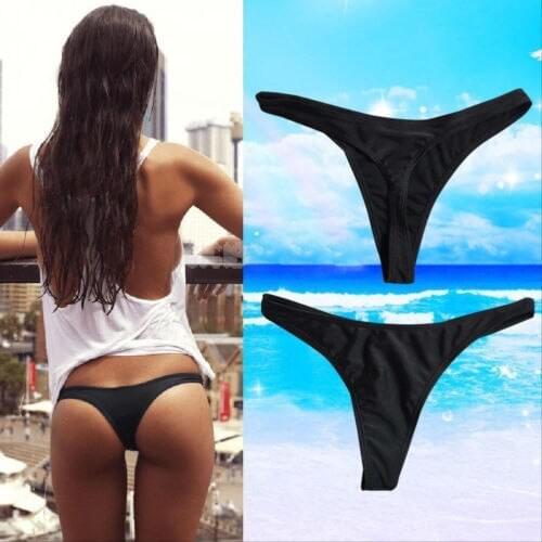 2021 Newest Arrival Ladies Sexy Mini Solid Color Thongs V-Shaped Thongs Bikini Beach Underwear Swimwear Thongs Hollow Bottoms