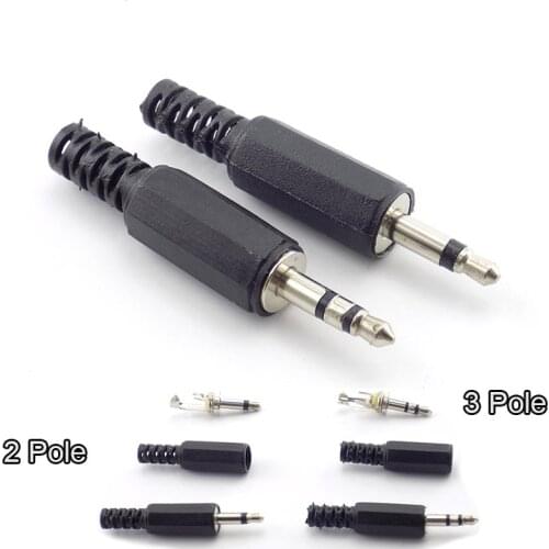 5/10pcs 3.5mm 2/3 Pole mono Audio Connectors Jack Plug Headphone Male Adapter 3.5mm jack plug Male Jack Plug Wire Terminals L19