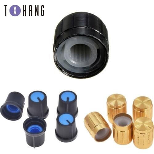 5Pcs Volume Control Rotary Knobs Black/Blue/Gold For 6mm Dia. Knurled Shaft Potentiometer Hot New Arrival diy electronics