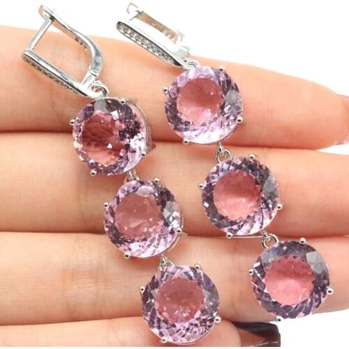 40x24mm 14.4g European Design Big Jewelry Set Smoky Topaz White CZ For Women Dating 925 Sterling Silver Pendant Earrings