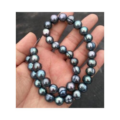 10-11mm natural baroque tahitian peacock green pearl necklace 18inch