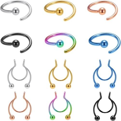 AOEDEJ U Shaped Fake Nose Ring Hoop Septum Rings Stainless Steel Nose Piercing Fake Piercing Body Jewelry for Women