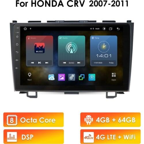 2 Din Car Radio DVD Player for Honda CRV CR-V 2007 2008 2009 2010 2011 8 Inch GPS Navigation Stereo Bluetooth DAB+ RDS SWC Video